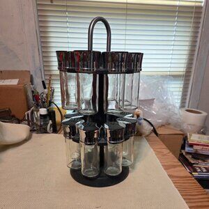 Spice Rack with 16 Jars, metal rotating carousel